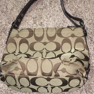 Brown/tan Coach purse (one strap adjustable)